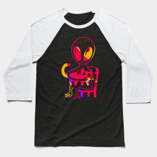 Alien petting a cat in red, orange and purple cute gift Baseball T-Shirt